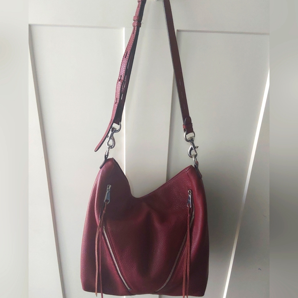 Rebecca Minkoff moto hobo dark cherry leather bag
